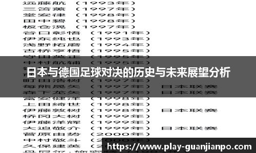 日本与德国足球对决的历史与未来展望分析